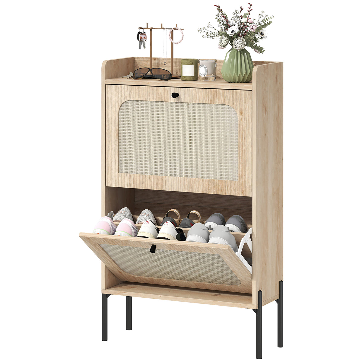 Shoe Cabinet with 2 Flip Drawers – 24"W x 39"H