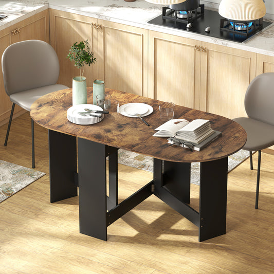 Oval Folding Dining Table, Space Saving Drop Leaf Kitchen Table for Dining Room, Living Room