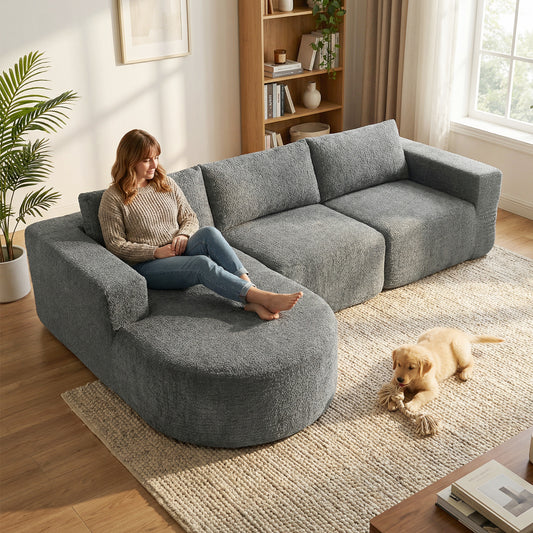 Modular Cloud L-Shaped Sectional with Curved Chaise