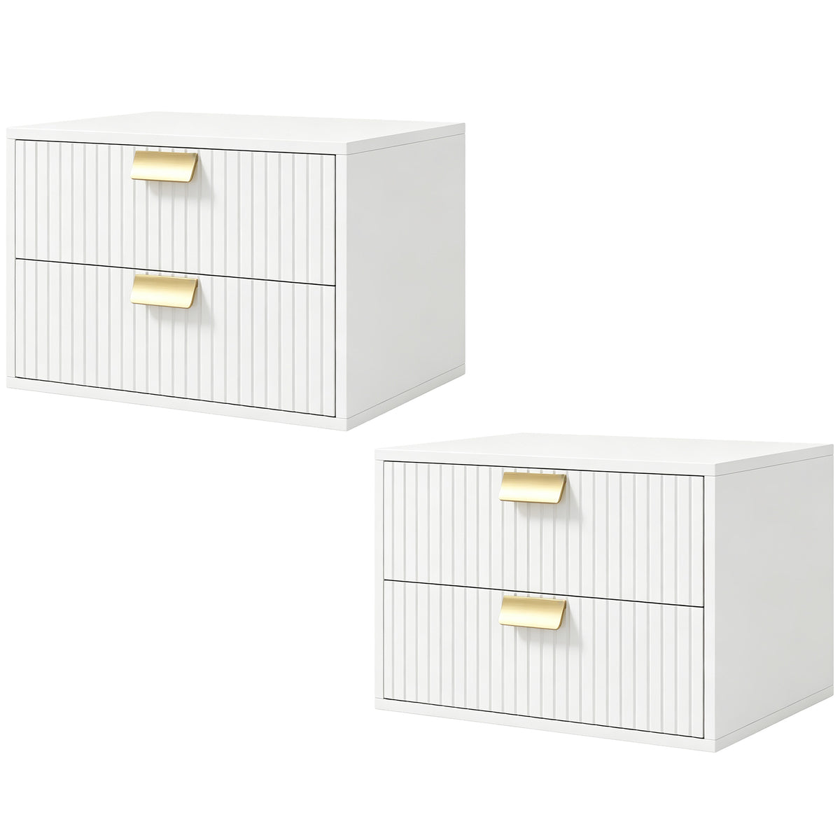 Floating Nightstands with 2 Wave Drawers, Set of 2 – 16"W x 11"H