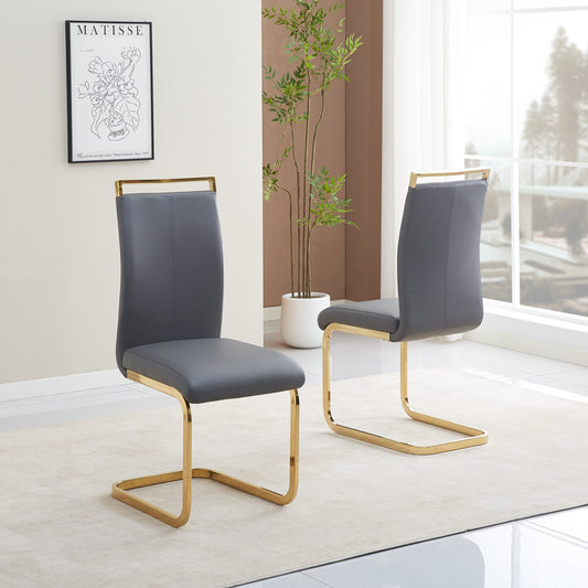 High-Back Cantilever Dining Chair, Gold Base