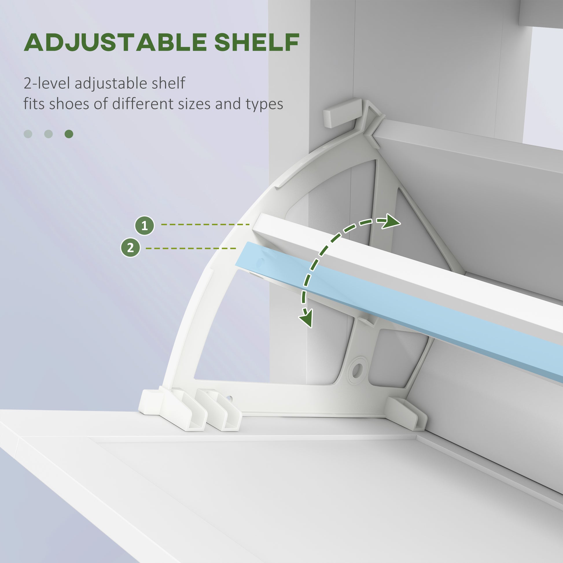 Slim White Shoe Storage Cabinet with 3 Flip Drawers, Adjustable Shelves