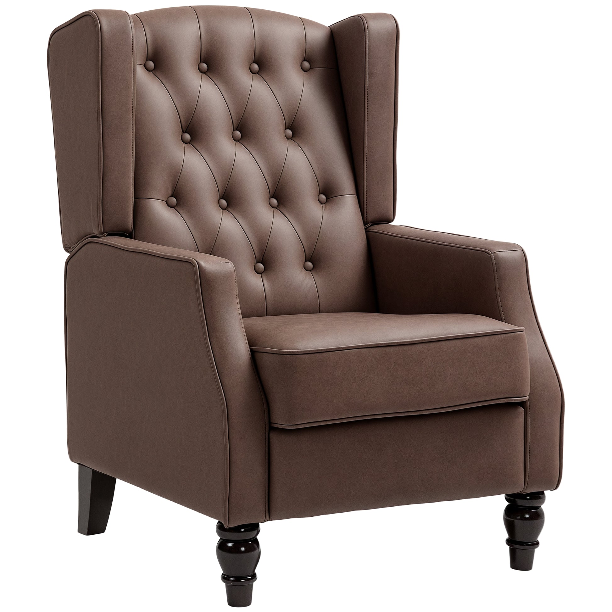 HOMCOM Modern Faux Leather Accent Armchair with Thick Padding, Brown