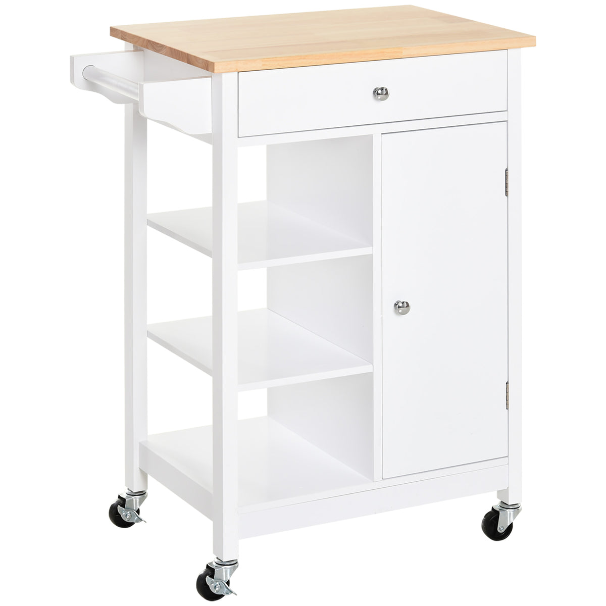 Modern Rolling Kitchen Island Cart with Drawer – 26"W x 34"H