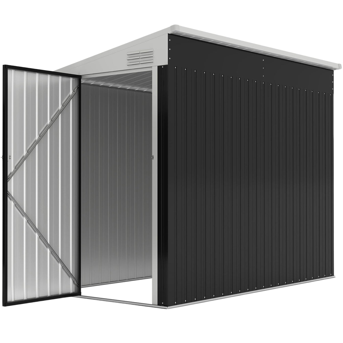 4' x 8' Outdoor Storage Shed Lean to Shed Outdoor Metal Tool Shed with Lockable Door and Air Vents