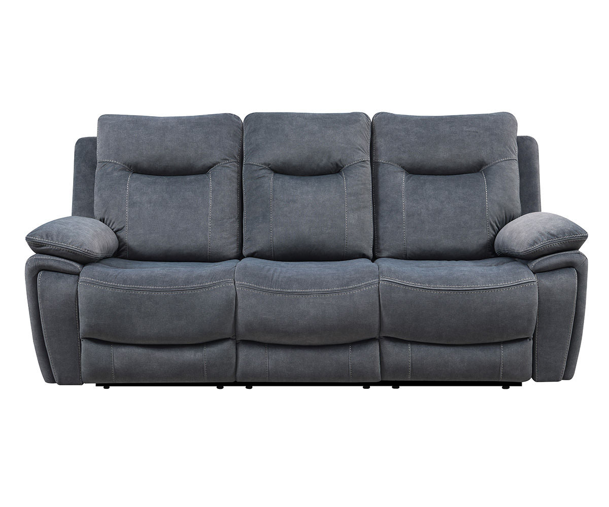 Finley Grey Manual Recliner Sofa with Built-in Wireless Charger and Drop Down Tray