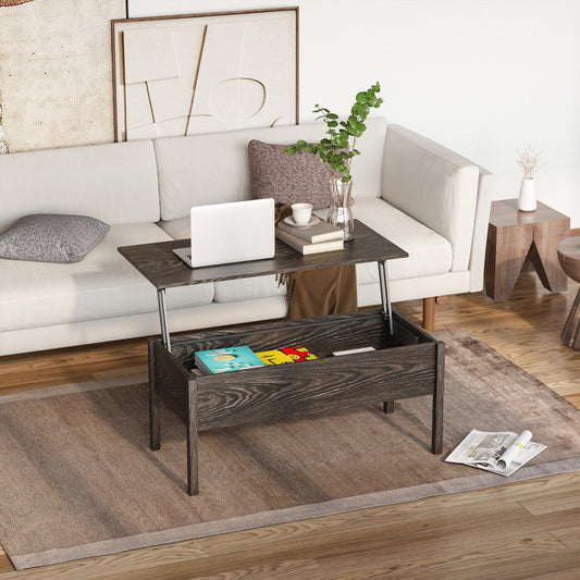 Modern Lift Top Coffee Table with Hidden Storage for Living Room, Grey