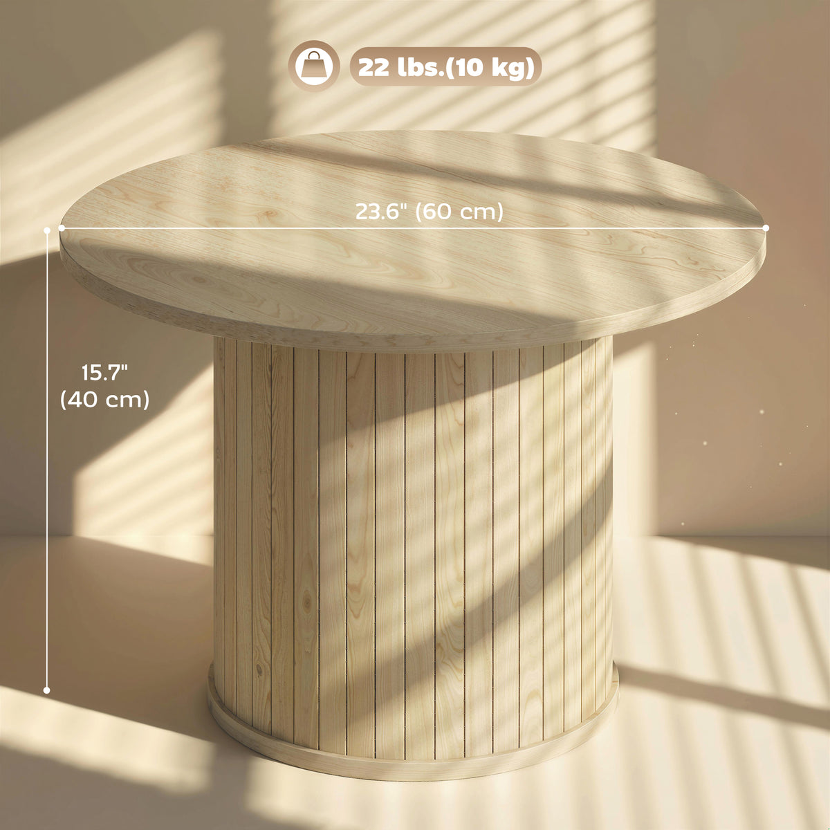 24" Round Coffee Table with Slatted Pedestal Base