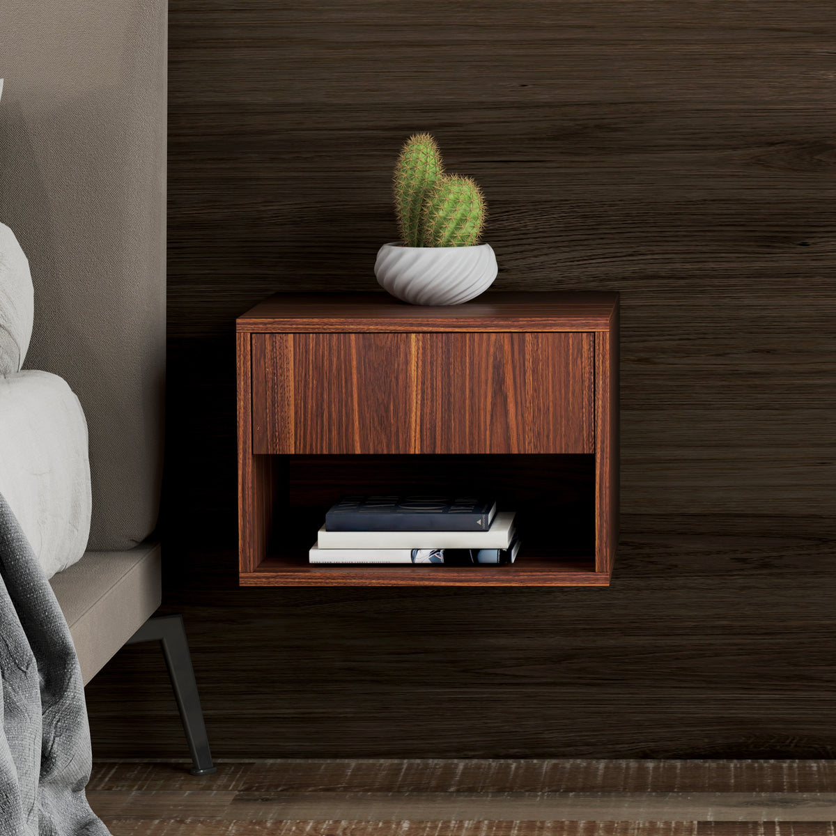 Floating Nightstands with Drawer, Set of 2 – 16"W x 11"H