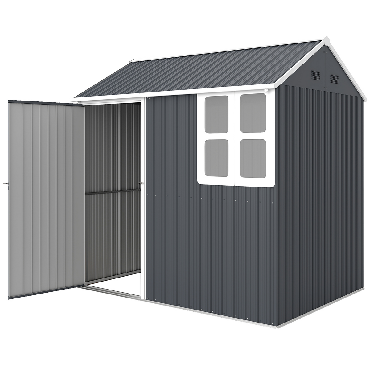 7' x 5.5' Metal Garden Storage Shed, Outdoor Tool Storage House with Lockable Door, Vents, Sloped Roof