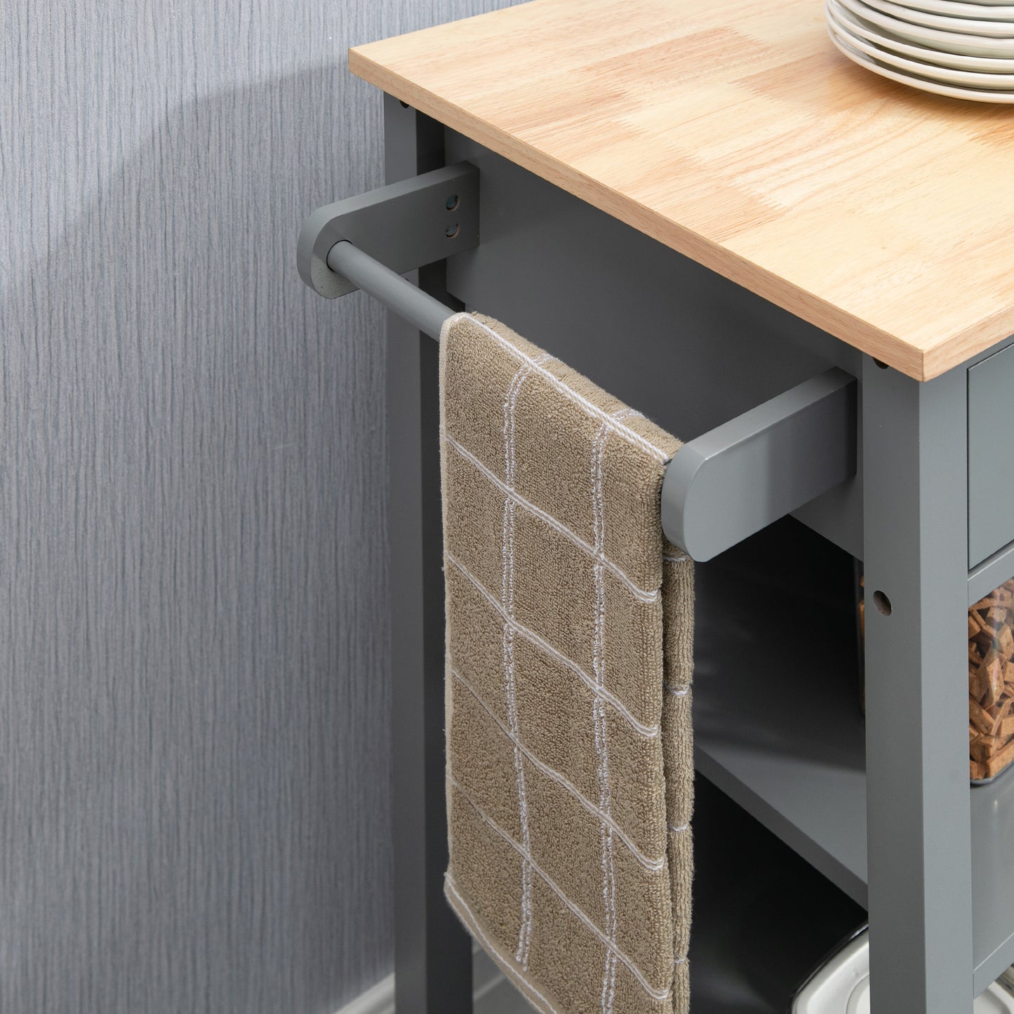 HOMCOM Compact Kitchen Utility Cart Grey