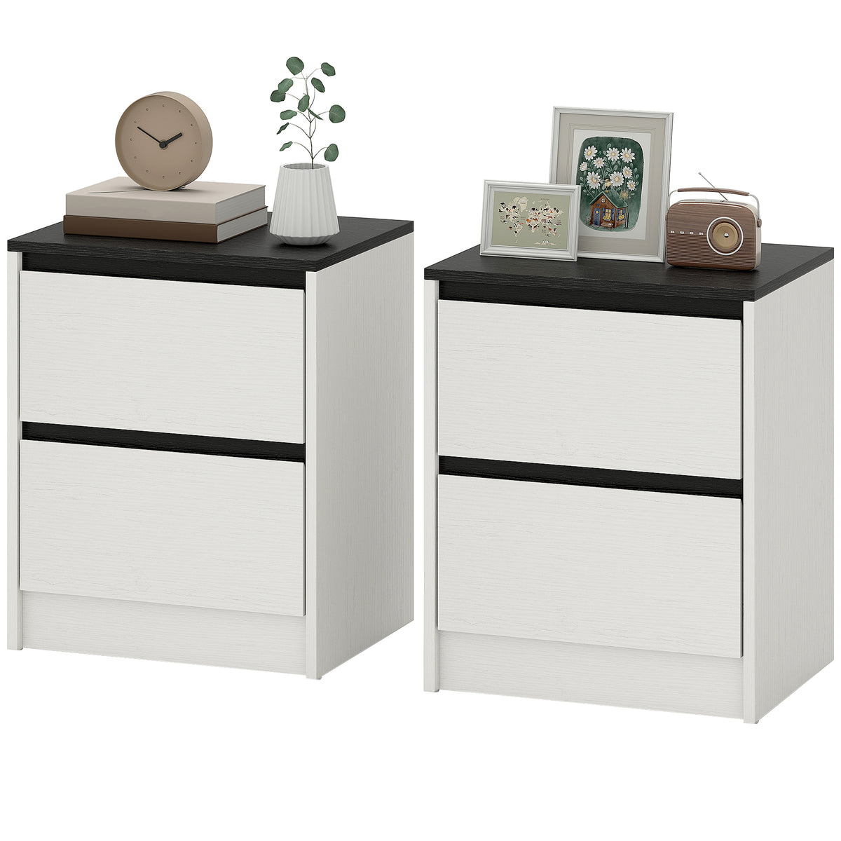 Modern 2-Drawer Nightstands, Set of 2 – 18"W x 22"H