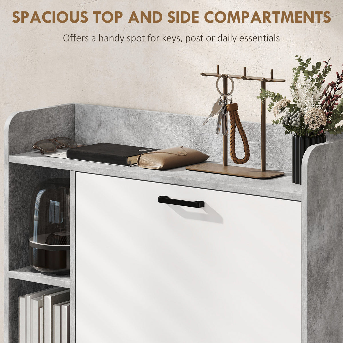 Shoe Cabinet with 2 Flip Drawers – 33"W x 36"H
