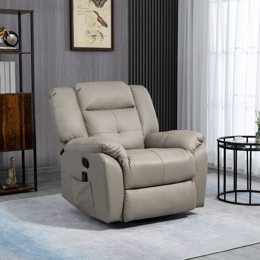 HOMCOM 8-Point Vibration Massage Recliner Chair with Swivel and Remote