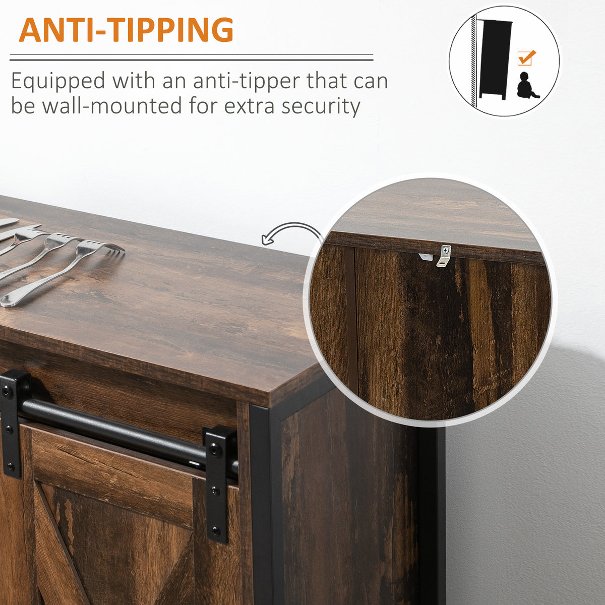 Buffet Cabinet with Sliding Barn Doors – 36"W x 30"H