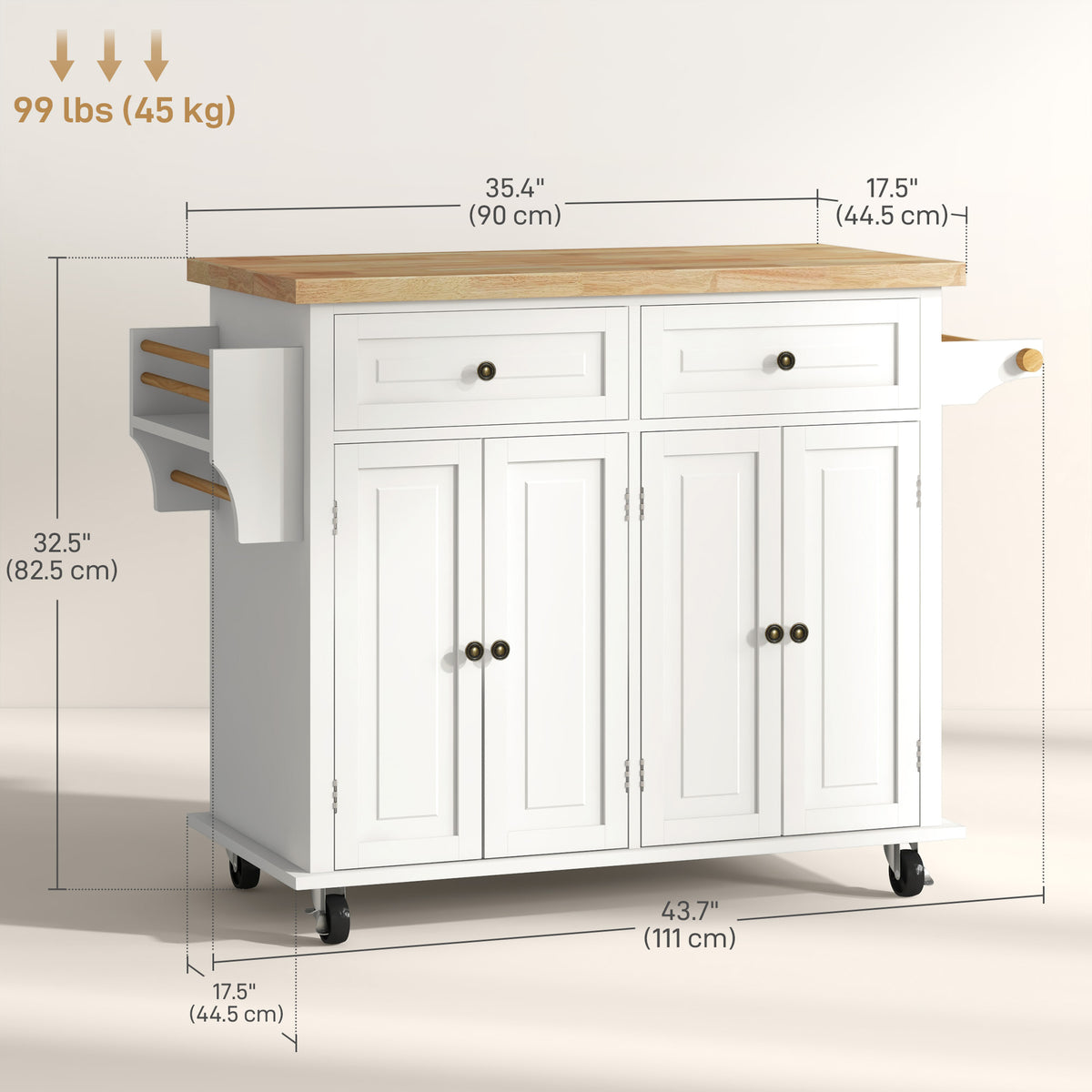 Kitchen Island with Storage – 44"W x 33"H