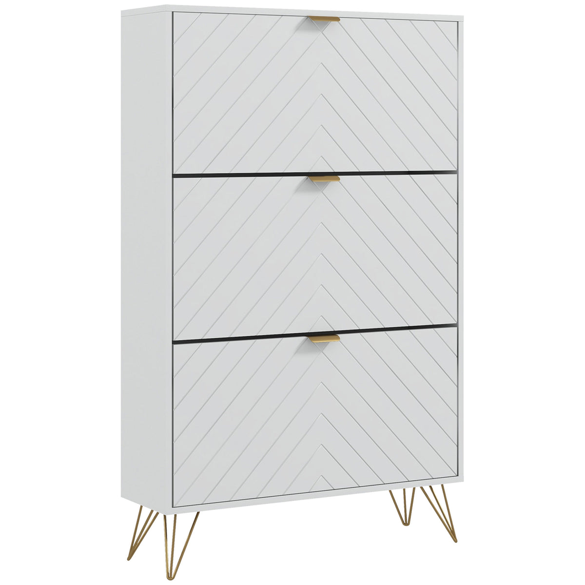 Modern Shoe Storage Cabinet with 3 Flip Drawers – 31"W x 50"H