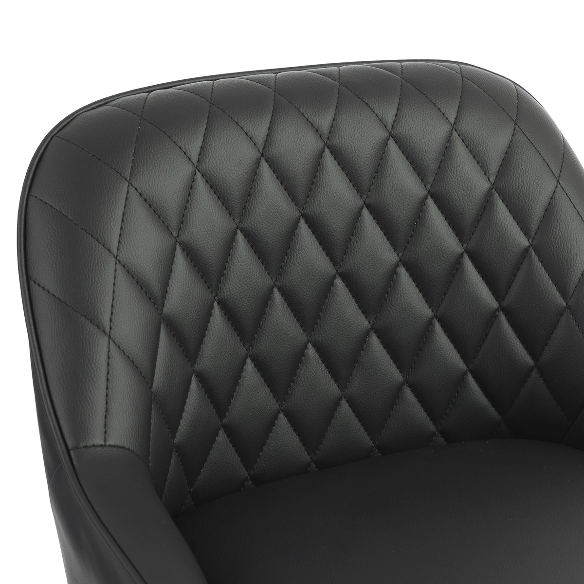 Diamond-Quilted Adjustable Swivel Kitchen Bar Stools with Backrest, Set of 2, Black