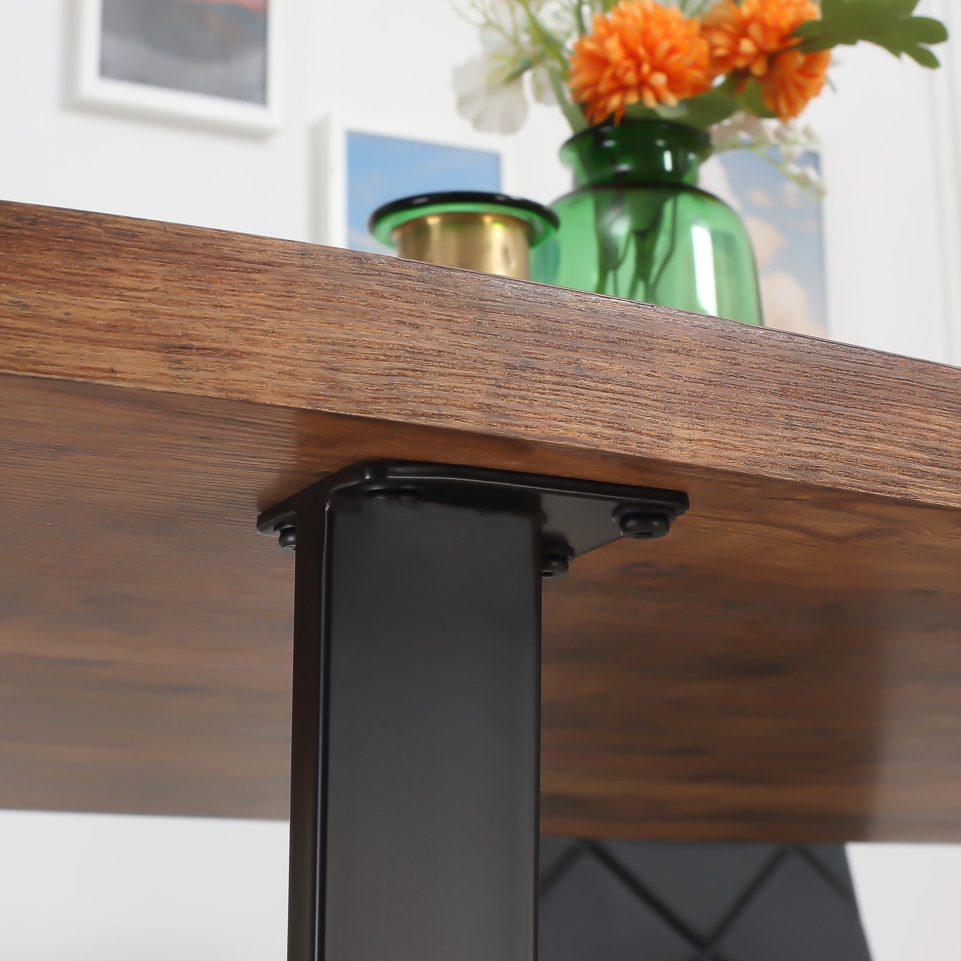 HOMCOM Industrial Dining Table 63" x 33.5" Rustic Brown