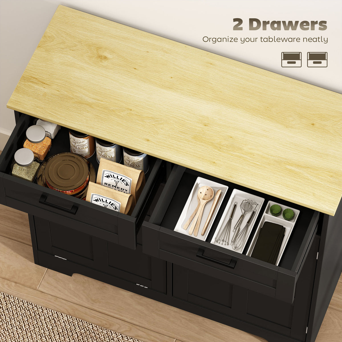 Kitchen Island with Trash Cabinet – 39"W x 36"H