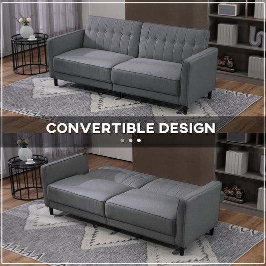 Button-Tufted Convertible Sofa Bed with Adjustable Back