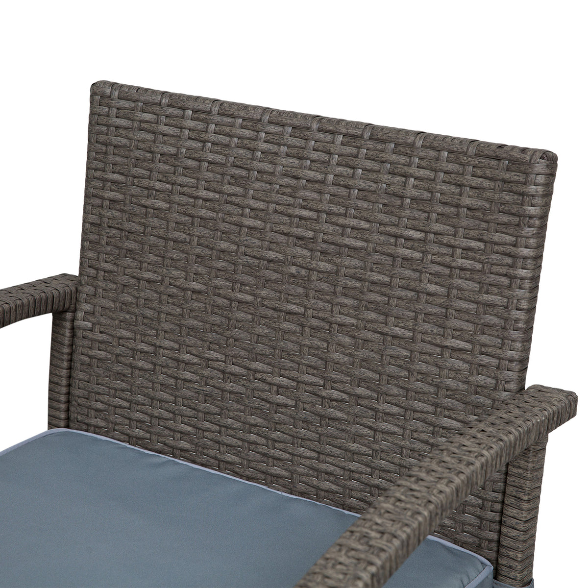 3 Pieces Patio Bar Set Wicker Garden Bistro Set Outdoor Furniture PE Rattan Table and Stools with Seat Cushion
