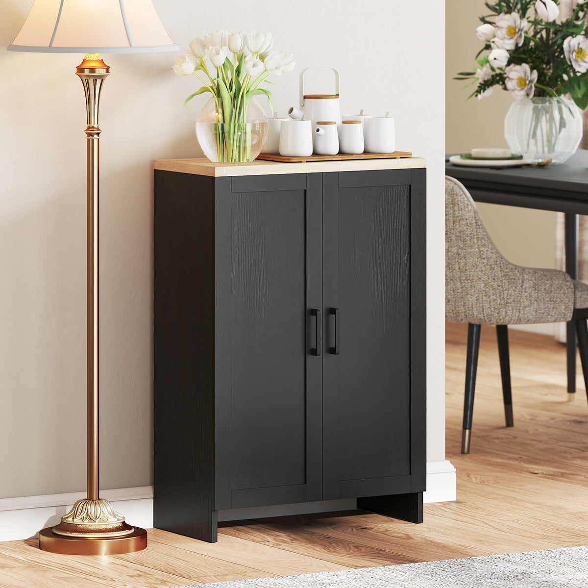 Modern Storage Cabinet with Doors and Adjustable Shelf – 24"W x 35"H