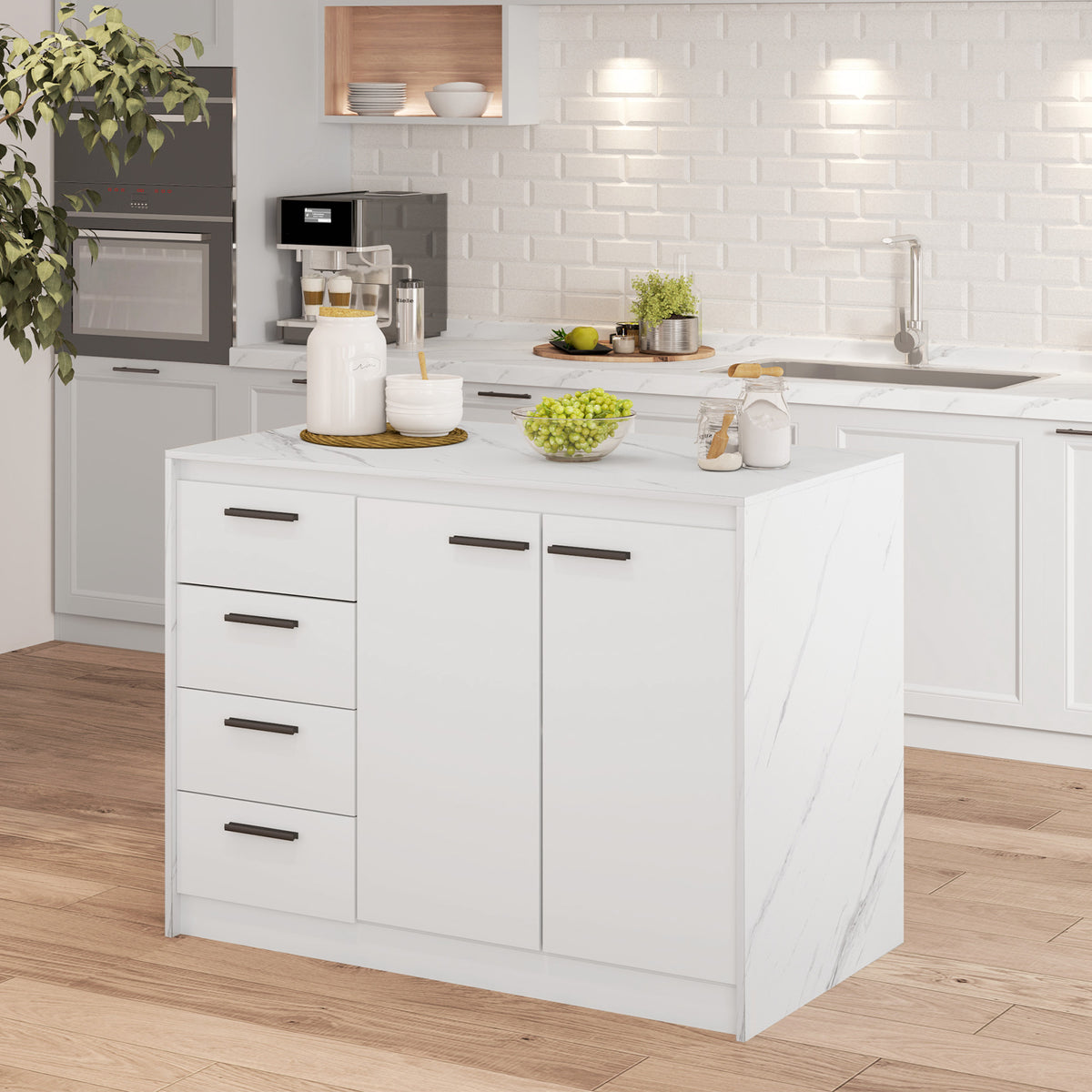 Kitchen Island with Storage Cabinet – 46"W x 36"H