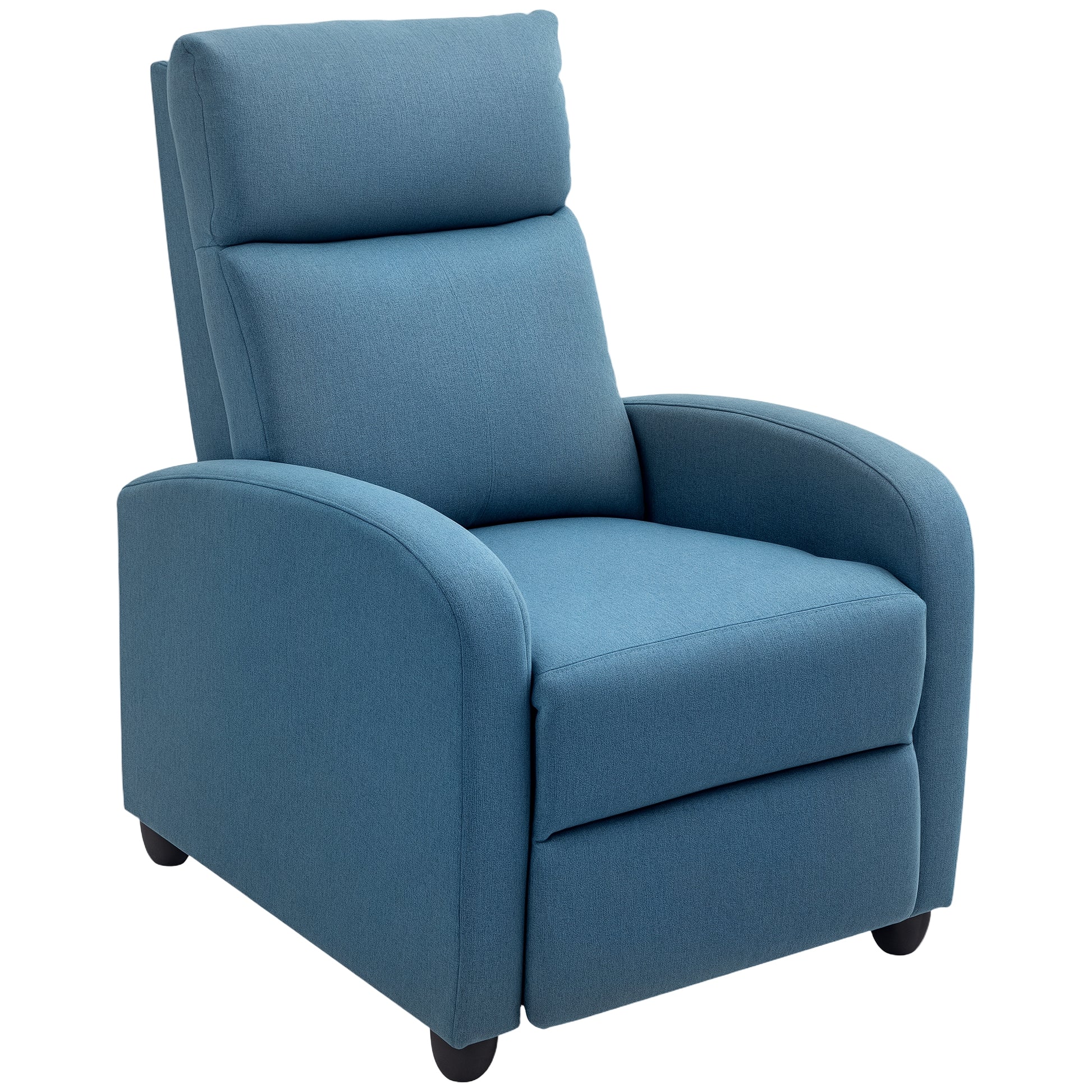 HOMCOM Manual Fabric Recliner Sofa Chair with Padded Seat, Blue