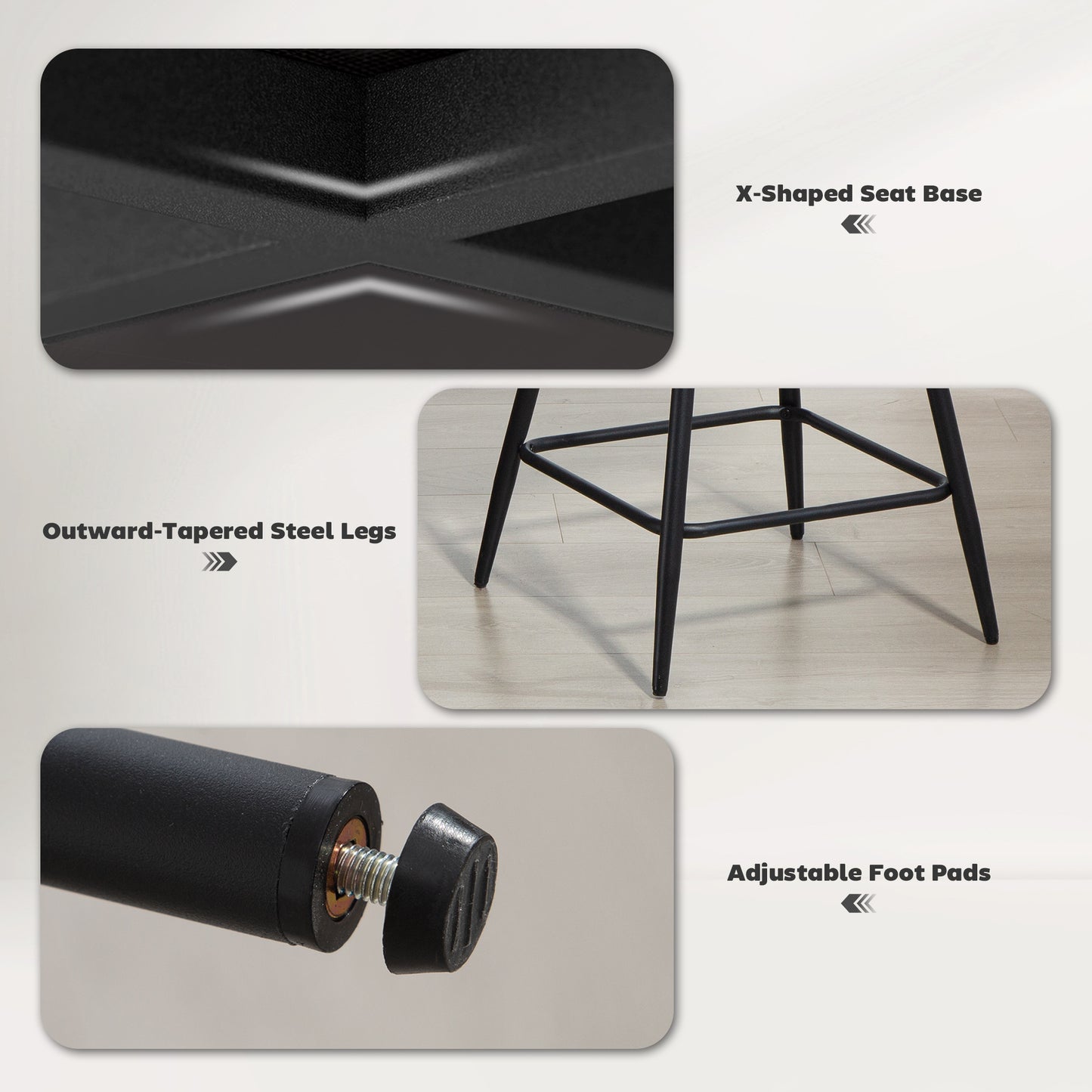 HOMCOM 26" Cream Upholstered Swivel Counter Bar Stools with Backrests