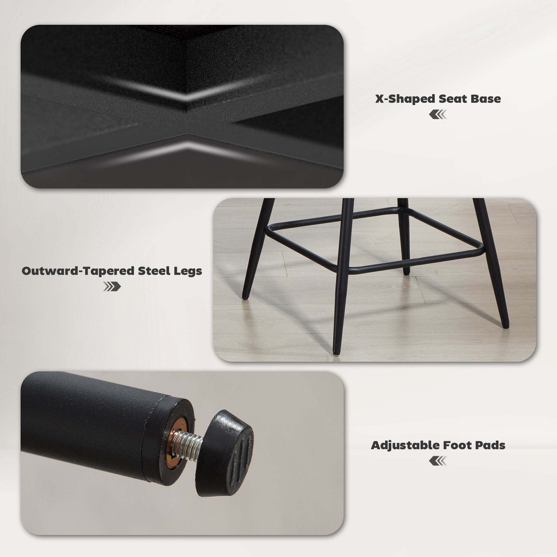 HOMCOM 26" Cream Upholstered Swivel Counter Bar Stools with Backrests