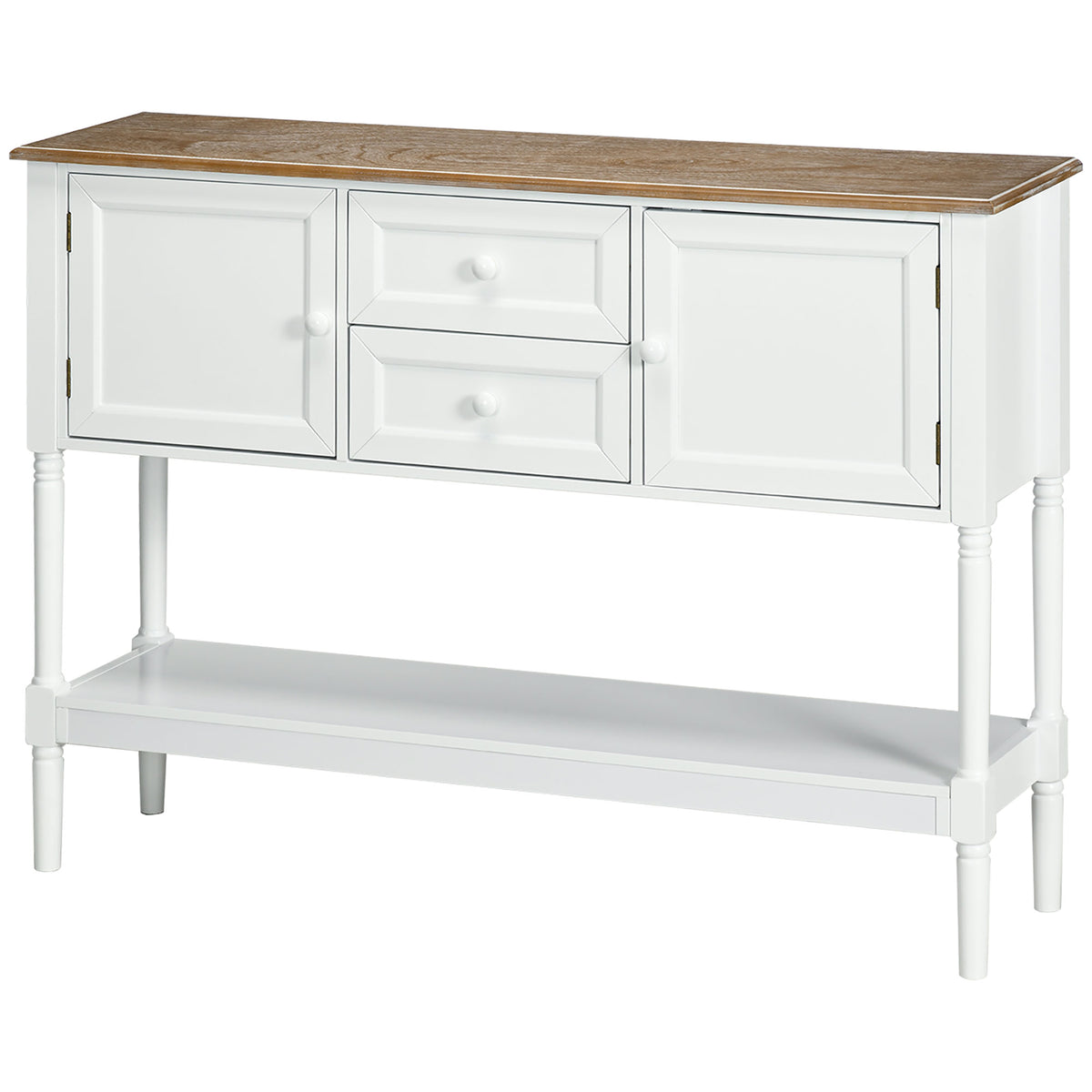 Vintage Console Table with 2 Drawers & Cabinets