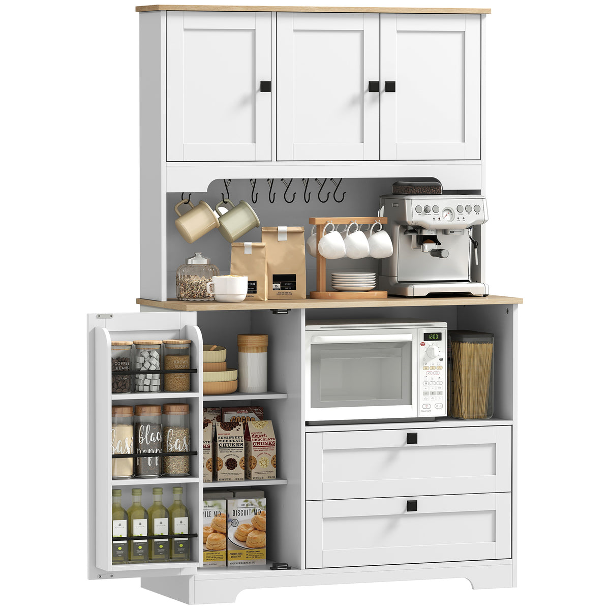 Tall Kitchen Hutch with 3 Cabinets – 39"W x 64"H