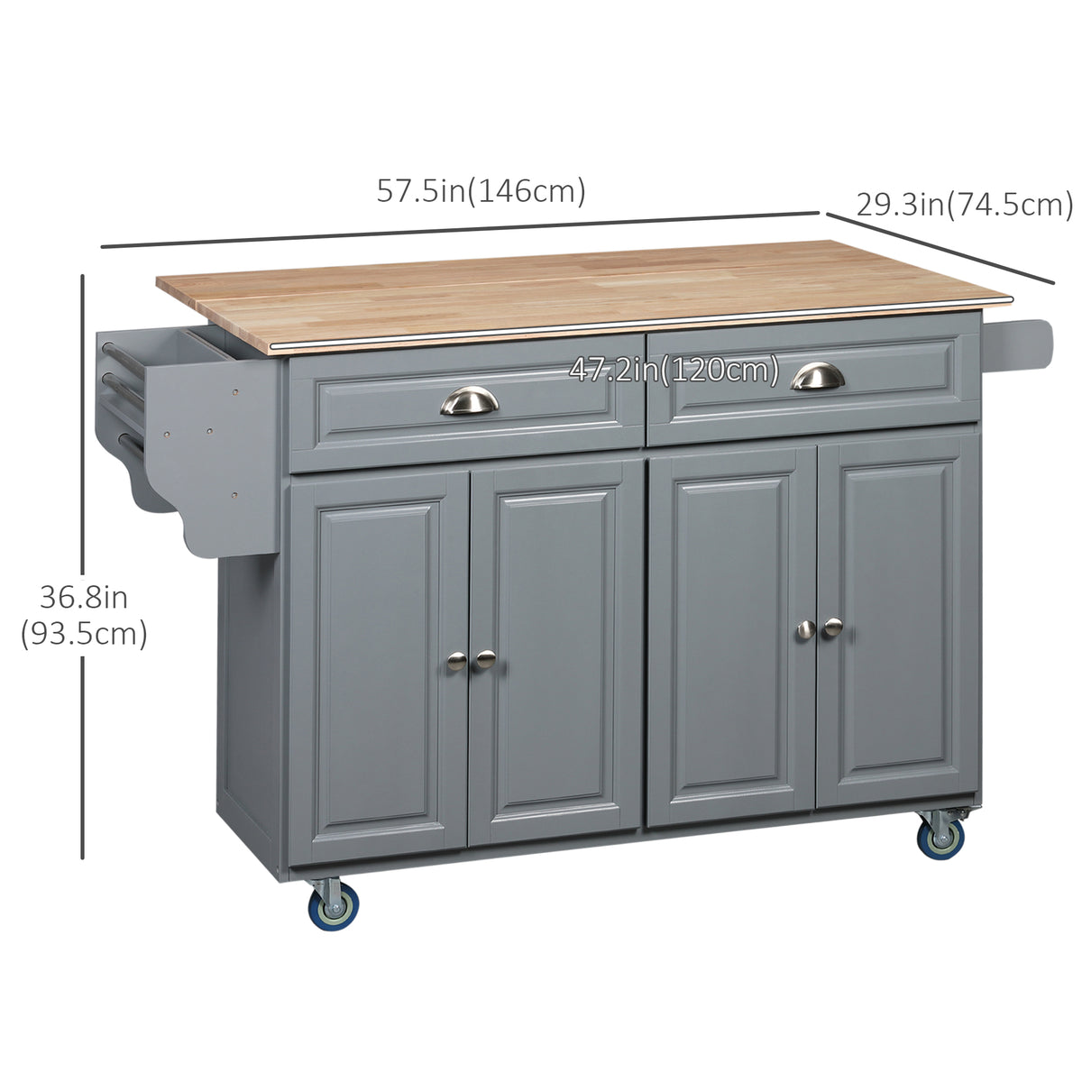 Kitchen Island with Storage – 58"W x 37"H