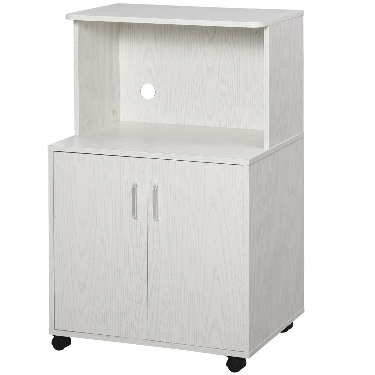 Microwave Cart with 2-Door Cabinet and Wheels – 24"W x 38"H