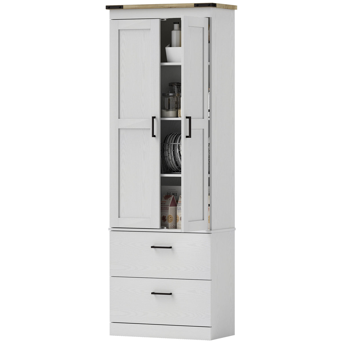 Kitchen Pantry Cabinet with Doors – 24"W x 67"H