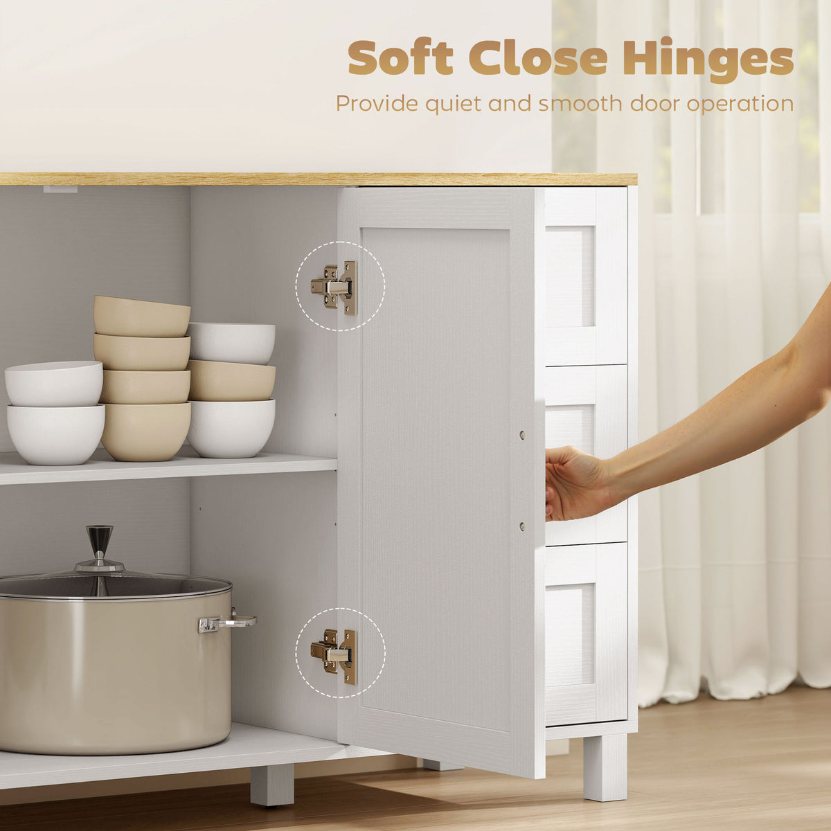 Buffet Cabinet with 3 Drawers and Soft-Close Doors – 47"W x 30"H
