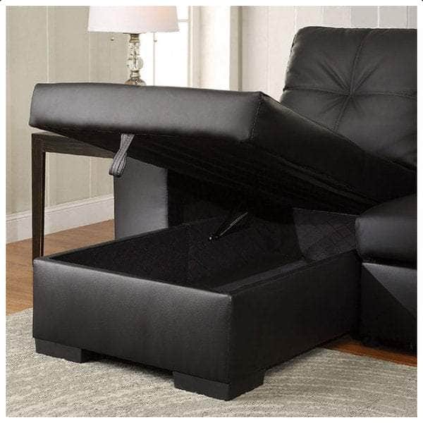 Tufted Faux Leather Sleeper Sectional Sofa Bed