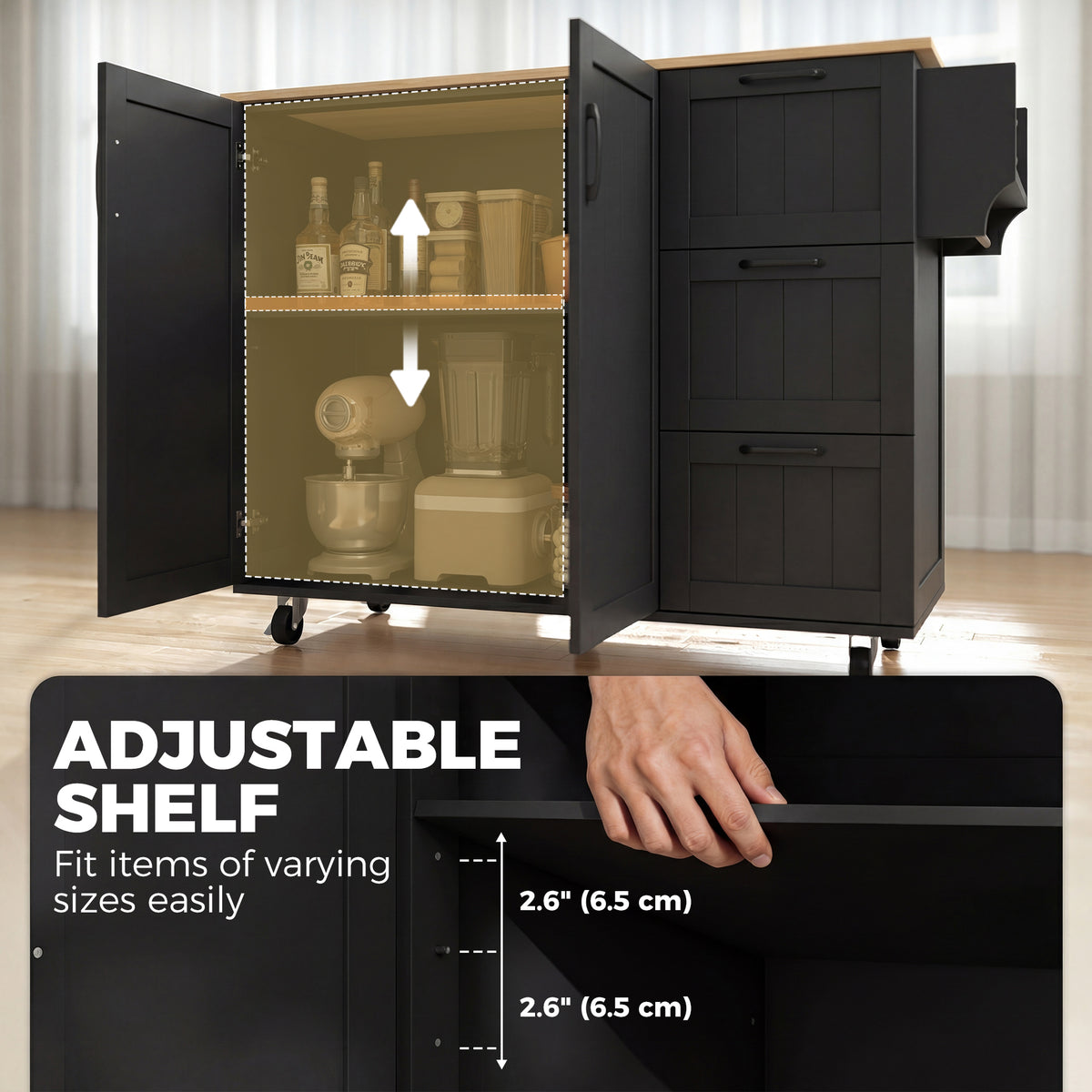Kitchen Island with Drop Leaf – 53"W x 36"H