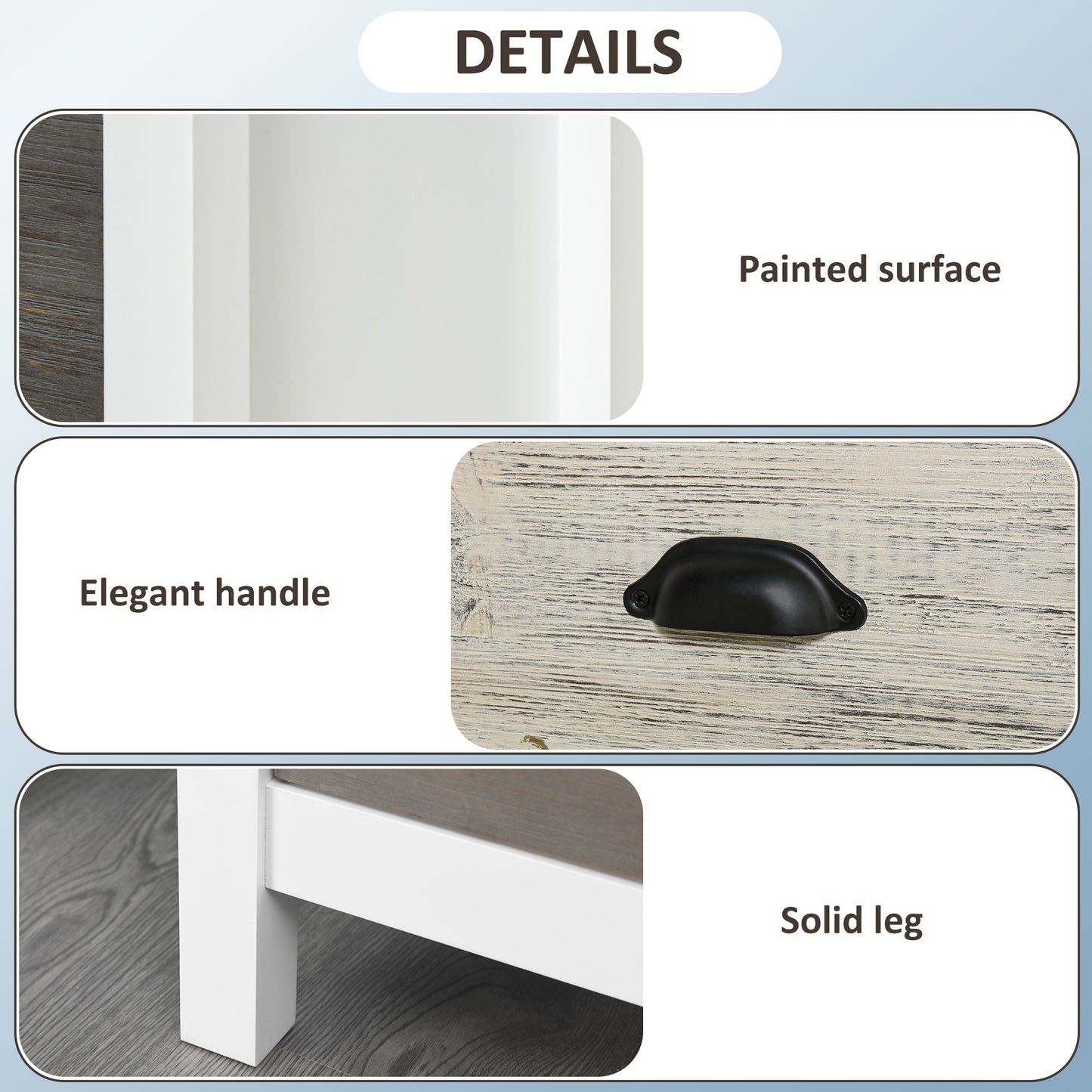 HOMCOM Modern 3-Drawer Wooden Bedside Nightstand - Accent Storage Cabinet