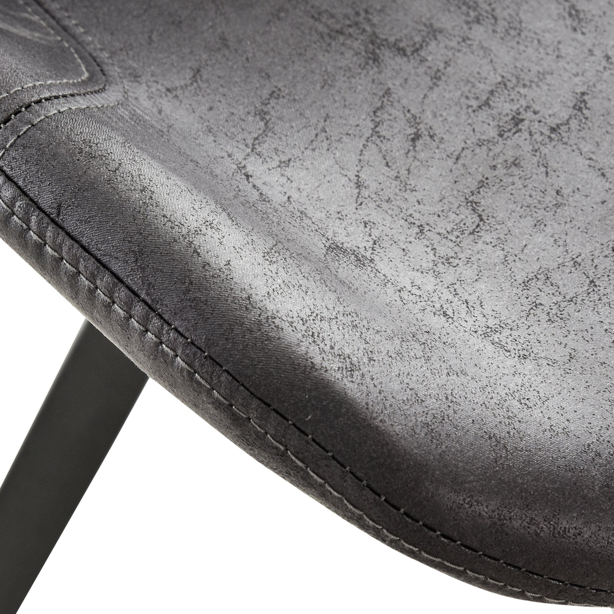 Argyle Microfiber Bar Stools with Metal Legs, Set of 2, Black