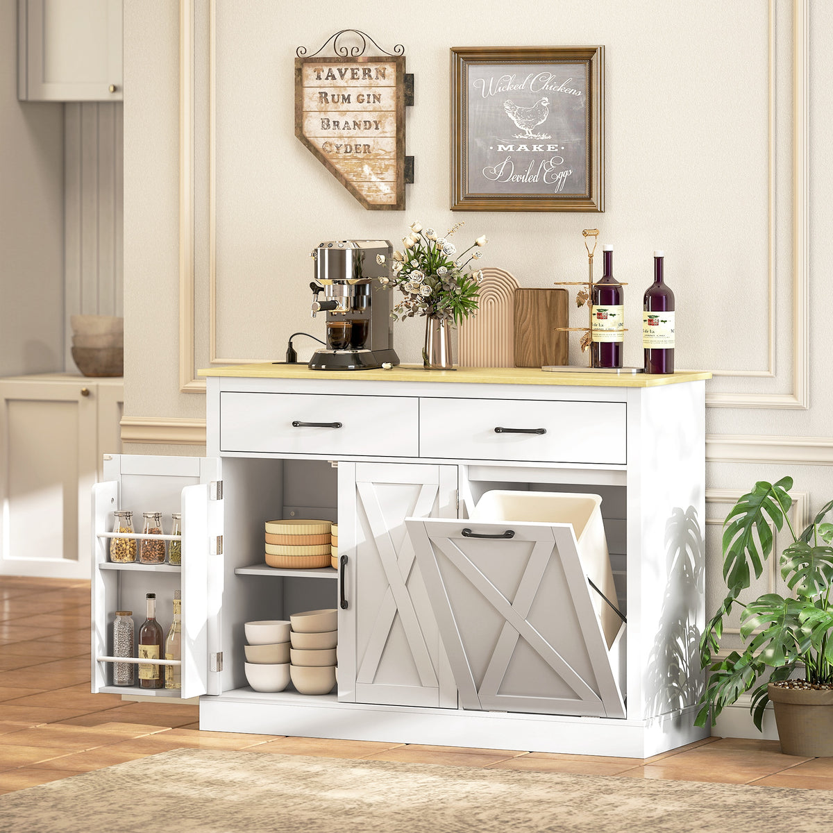 Kitchen Island with Charging Station – 44"W x 33"H