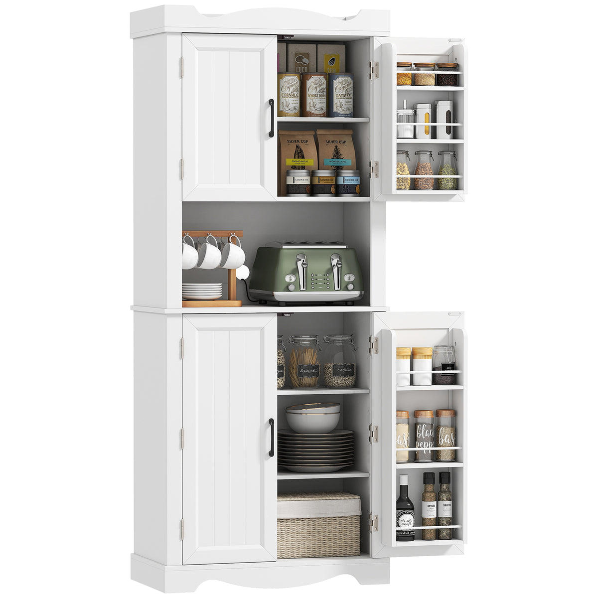 Kitchen Pantry Cabinet with 12 Door Shelves – 30"W x 73"H