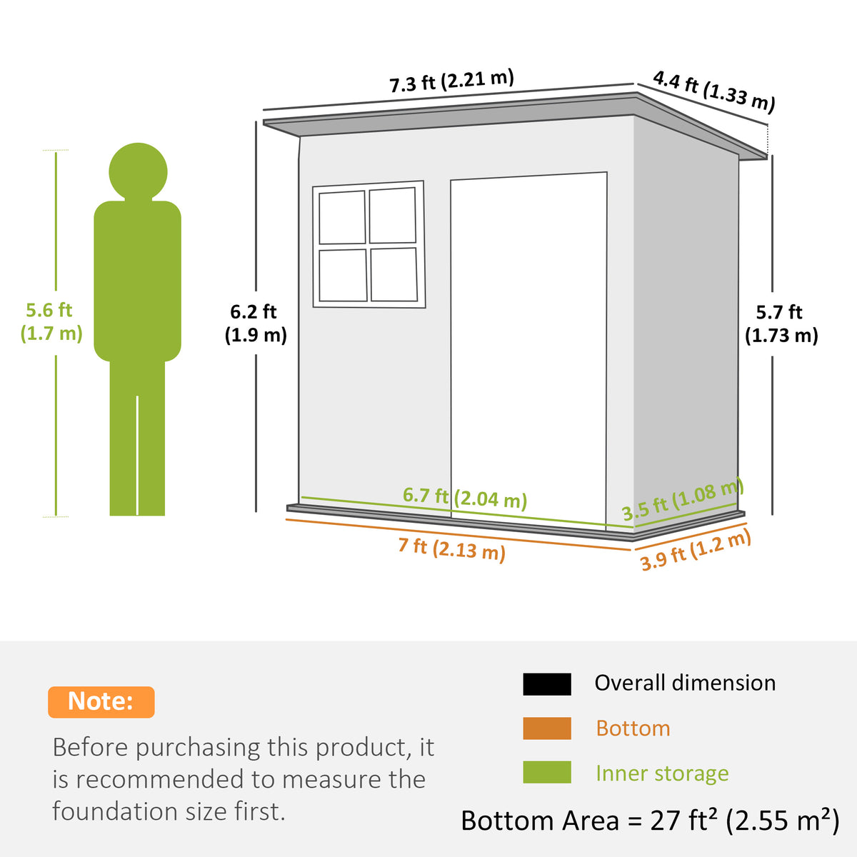 7' x 4' Galvanised Steel Outdoor Storage Shed, Garden Shed with Window, Lockable Wide Door and Air Vents – 83.1" W x 52.4" D x 68.1" /74.8" H