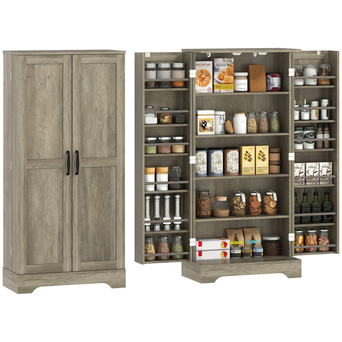 Farmhouse Kitchen Pantry Cabinet with Doors – 24"W x 41"H