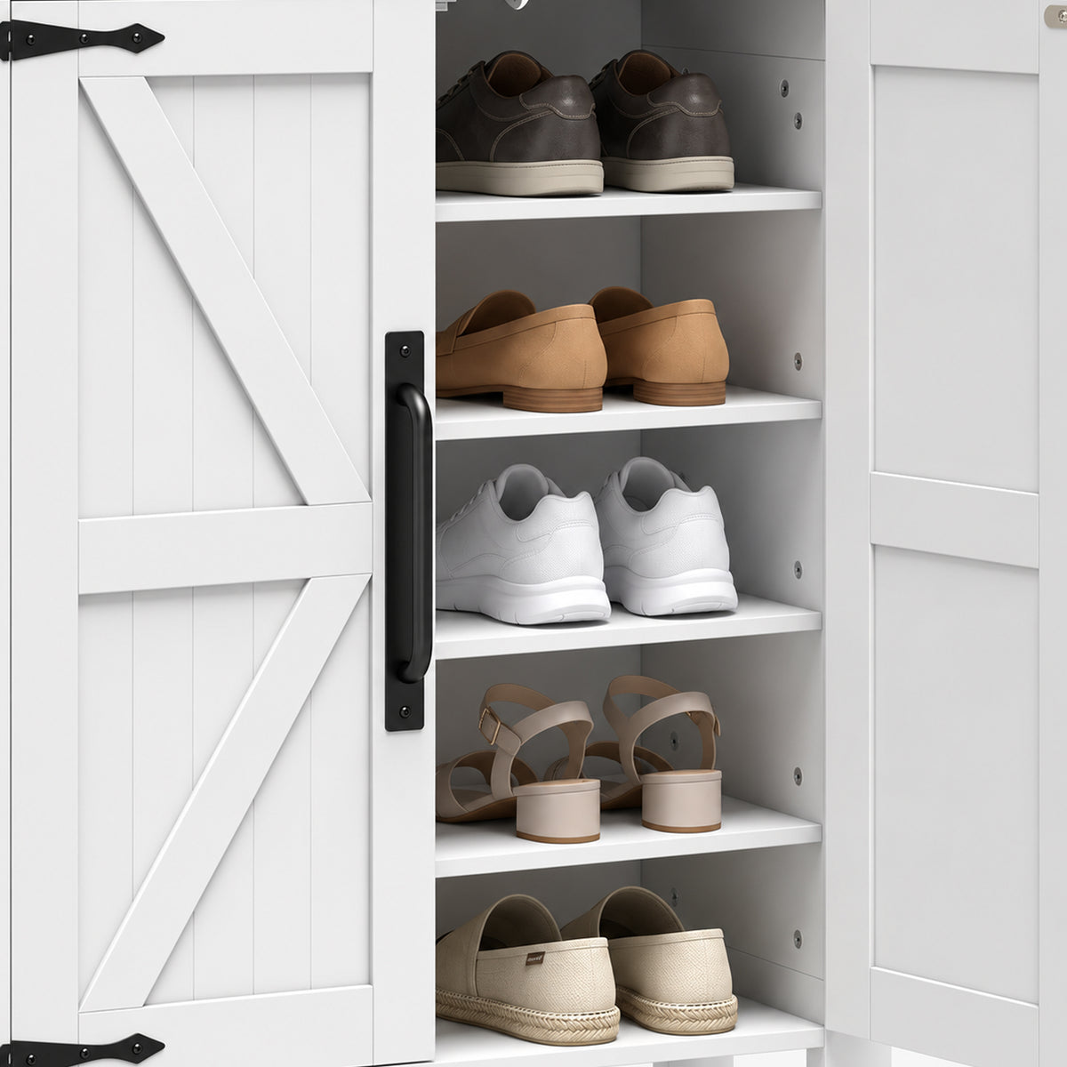 5-Tier Shoe Cabinet with Open Cubby – 31"W x 39"H