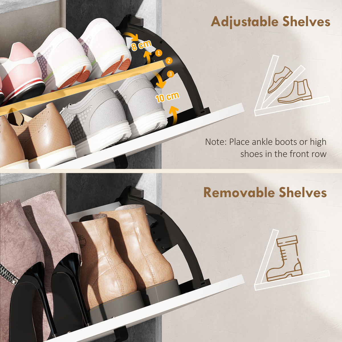 Shoe Cabinet with 2 Flip Drawers – 33"W x 36"H