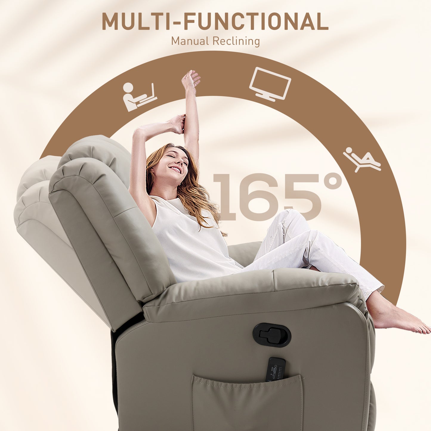 HOMCOM 8-Point Vibration Massage Recliner Chair with Swivel and Remote