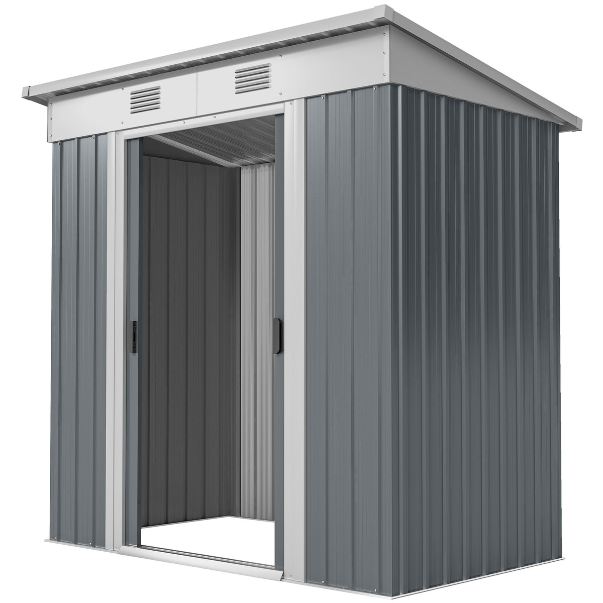 6' x 4' Outdoor Storage Shed, Metal Garden Shed with Lockable Sliding Doors and Vents – Grey