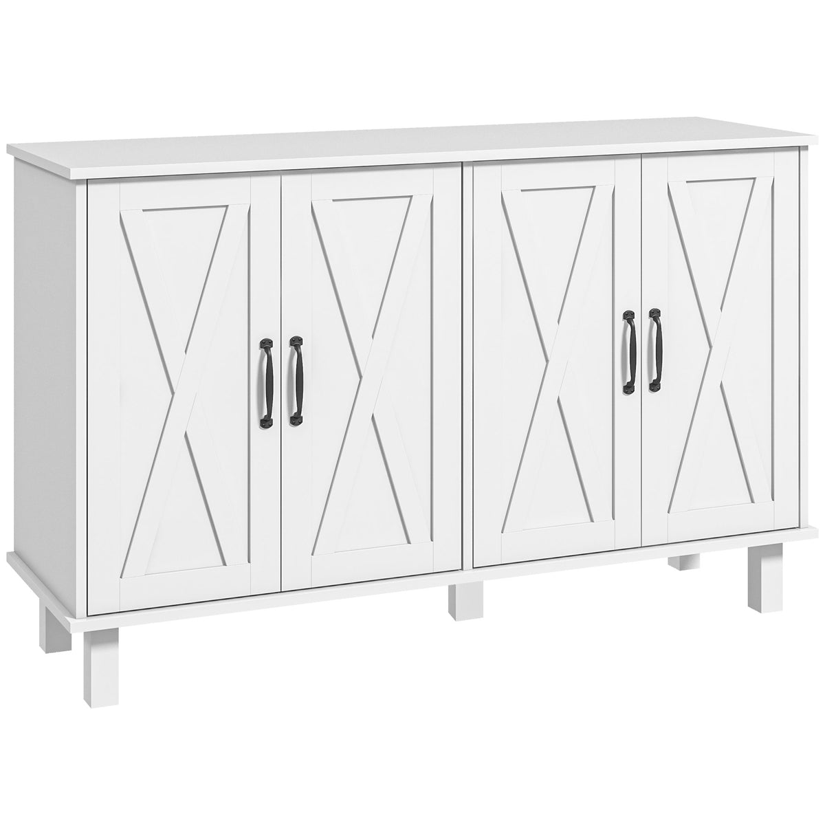 Kitchen Sideboard Cabinet with 4 Barn Doors and 2 Adjustable Shelves – 47"W x 30"H